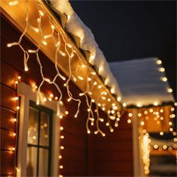 Solight LED vánoční závěs, rampouchy, 120 LED, 3m x 0,7m, přívod 6m, venkovní, teplé bílé světlo, paměť, časovač