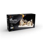 Solight LED vianočná dedinka, 34x17cm, drevo, 4 LED, 2x AA