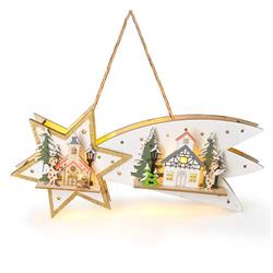 Solight LED vianočná kométa, 10x LED, drevená, 30 cm