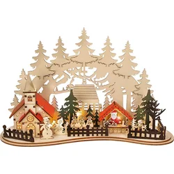 Solight LED vianočné mestečko s kostolom, 30x19cm, 2x AAA