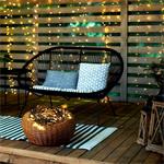 Solight LED vonkajšia vianočná reťaz, 200 LED diód, 10 m, 5 m vedenie, 8 funkcií, IP44, teplá biela