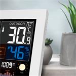 Solight meteostanice, extra velký barevný LCD, teplota, vlhkost, tlak, RCC, USB nabíjení, bílá