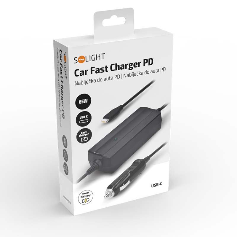 Solight nabíječka do auta USB-C, 65W, PD fast charger