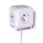 Solight predlžovacia kocka, 4 zásuvky 230V + 2x USB max. 2400mA, kábel 2m