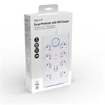 Solight prepäťová ochrana, 8z, USB A+C, 2m, biela