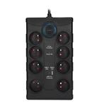 Solight přepěťová ochrana, 8z, USB A+C, 2m, černá