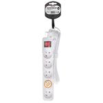Solight prodlužovací přívod, 5 zásuvek, bílý, vypínač, 1,5m
