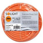 Solight prodlužovací přívod - spojka, 1 zásuvka, 30m, 3 x 1mm2, oranžová