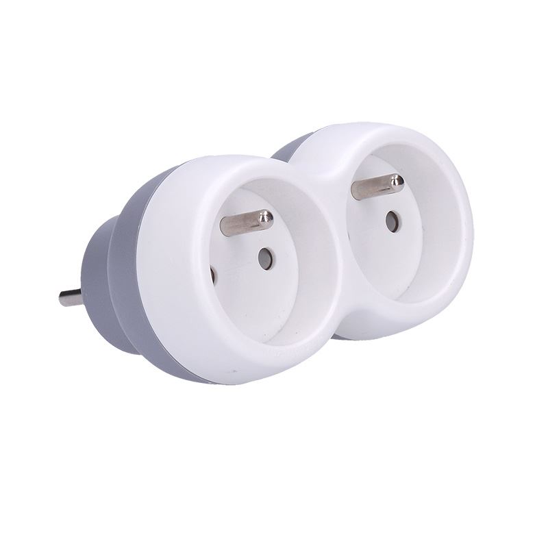 Solight rozbočka, 2x 10A, bílá-šedá