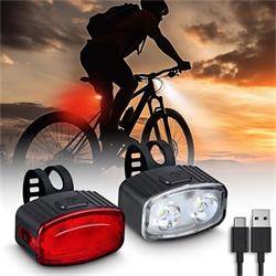 Solight sada dobíjacích svetiel na bicykel, 160lm vpredu, červená vzadu, Li-Ion, USB