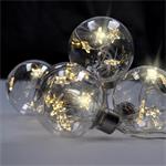 Solight sada LED vianočných gúľ s hviezdami, veľkosť 8cm, 6ks, 30LED, časovač, tester, 3xAA