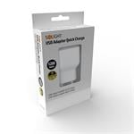 Solight USB nabíjací adaptér, rýchle nabíjanie: 1x USB Qualcomm, 5V2A/9V1,5A/12V1A, AC 230V, biela/sivá