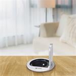 Solight USB vestavná zásuvka s víčkem, 1 zásuvka, plast, délka 1,5m, 3x 1mm2, USB 2100mA, stříbrná