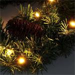 Solight vianočný veniec, priemer 40 cm, 15x LED, IP44, 3x AA, časovač