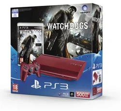Sony PlayStation 3 - 500GB červená + Watch Dogs