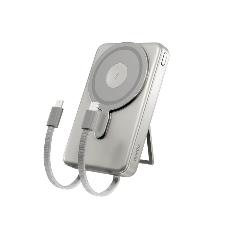Spello ForcePack 4v1 10000mAh magnetická bezdrátová powerbanka SM75 | titanová