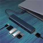 Spello USB-C Hub Slim 7v1 | 100W USB-C PD, 3× USB-A, HDMI, slot na SD/TF kartu | tmavý atrament | všetky porty v jednom