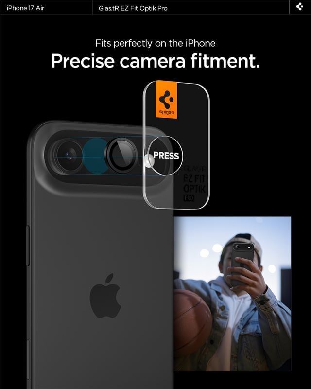 Spigen Glass tR EZ Fit Optik Pro 2 Pack, black - iPhone Air