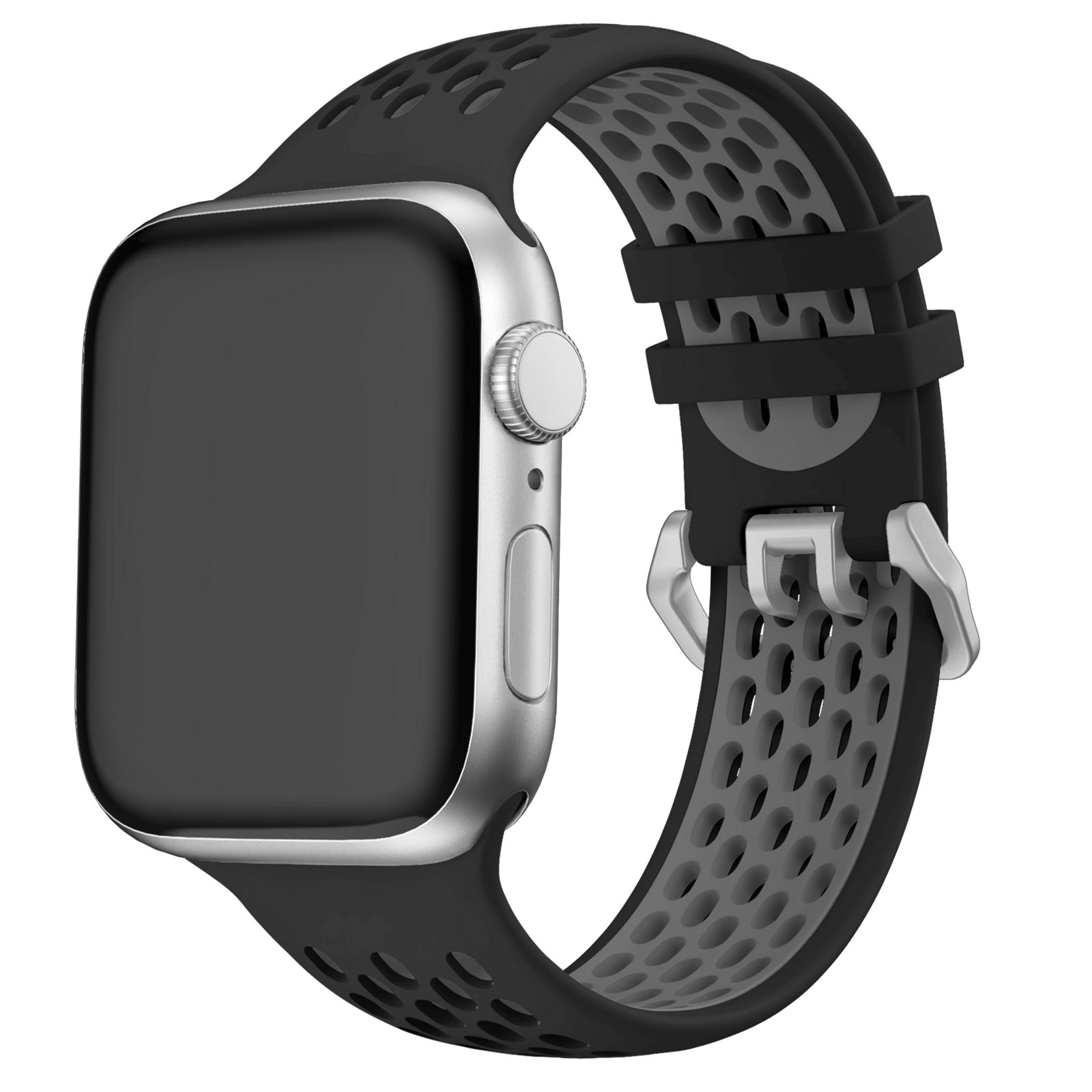 Športový remienok Cubenest pre Apple Watch Sport Band BLACK so sivou farbou (42-49 mm)
