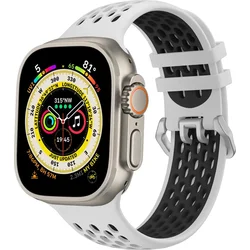 Športový remienok Cubenest pre Apple Watch Sport Band WHITE s čiernou farbou (42-49 mm)