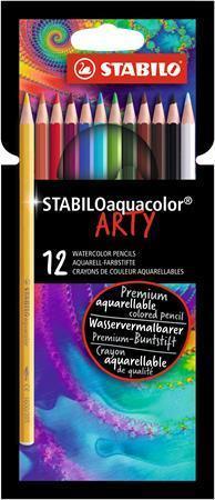STABILO Akvarelové pastelky "Aquacolor ARTY", 12 rôznych farieb