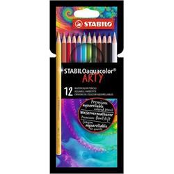 STABILO Akvarelové pastelky "Aquacolor ARTY", 12 rôznych farieb