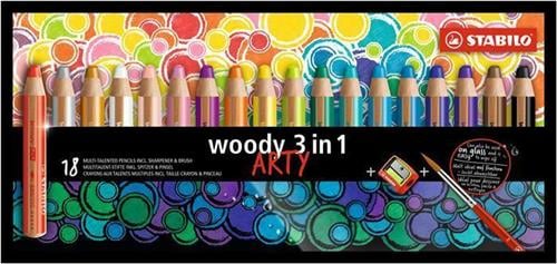 STABILO Barevné tužky "Woody ARTY 3 in 1", 18 různých barev, kulatá, silná