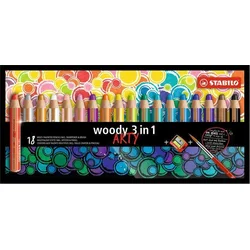 STABILO Farebné ceruzky "Woody ARTY 3 v 1", 18 rôznych farieb, okrúhle, hrubé