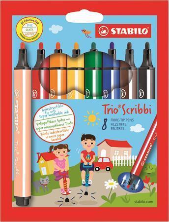 STABILO Fixy "Trio Scribbi", sada, odpružený hrot, 1,5-2mm, 8ks/bal.