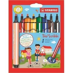 STABILO Fixy "Trio Scribbi", sada, odpružený hrot, 1,5-2mm, 8ks/bal.
