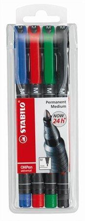 STABILO Permanentní popisovač "OHPen M", mix barev, 1mm, 4ks/bal.