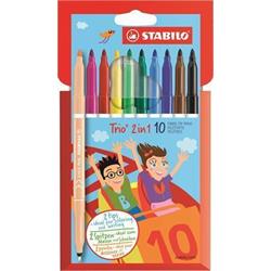 STABILO "Trio 2 v 1", 10 rôznych farieb, 0,5-2 mm, s 2 hrotmi