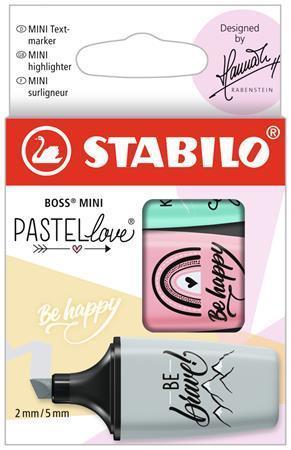 STABILO Zvýrazňovače "Boss Mini Pastellove", sada, 3 pastelové barvy, 2-5 mm 07/03-49