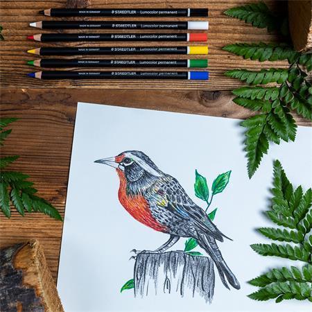 STAEDTLER Barevné pastelky "Lumocolor", 6 barev, kulatá, na všechny povrchy, glasochrom