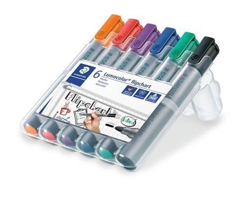 STAEDTLER Flipchartový popisovač "Lumocolor 356", sada, 6 farieb, zúžený hrot