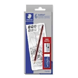 STAEDTLER Grafitové tužky "Tradition", 6 tvrdostí, pryž, ořezávátko 61 110 C6