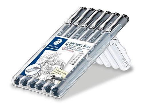 STAEDTLER Linery "Pigment Liner", černá, sada 6ks