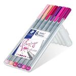 STAEDTLER Linery "Triplus 334 Flamingo Box" sada, 6 plameňákových  barev, 0,3mm