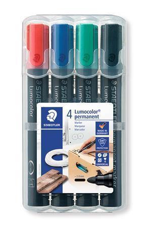 STAEDTLER Permanentný popisovač "Lumocolor 352", sada, 4 farby, 2 mm, zúžený hrot