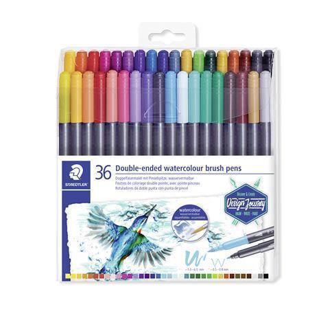STAEDTLER Štětcové fixy "Marsgraphic Duo", sada, 36 barev, 0,5-0,8/1,0-6,0 mm, oboustranné