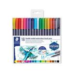 STAEDTLER Štetcové popisovače "Marsgraphic Duo", sada, 18 farieb, 0,5-0,8/1,0-6,0 mm, obojstranné