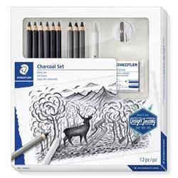STAEDTLER Uhlíkové tužky "Design Journey Lumograph", sada s pryží, ořezávátkem, grafit. Tužkami