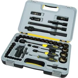 Stanley 1/4" a 1/2" sada hlavic 60dílná, černý chrom