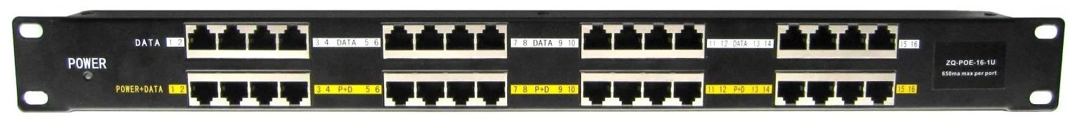 Stíněný 16-portový pasivní POE panel