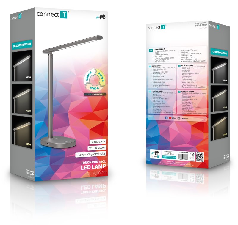 Stolná LED lampa CONNECT IT SHINE, ŠEDÁ