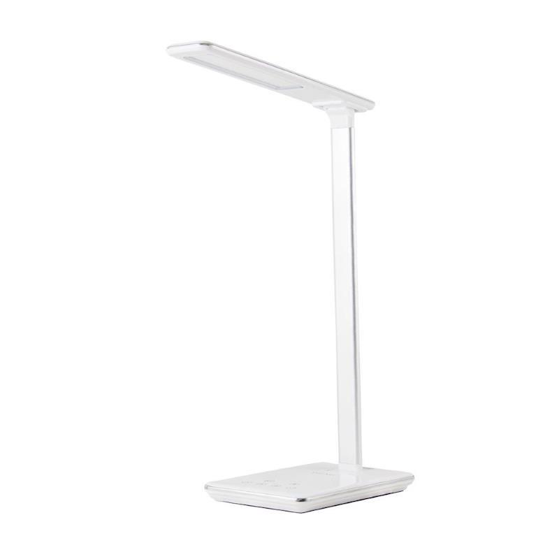 Stolná LED lampa Huslog s bezdrôtovou nabíjačkou, biela