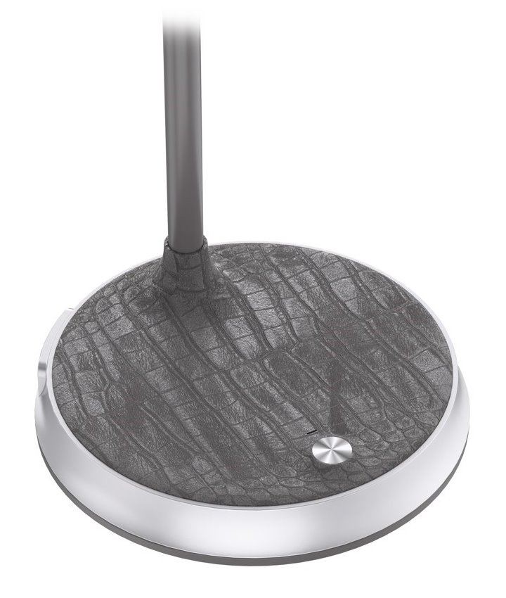 Stolná LED lampa IMMAX FINCH sivá + strieborné prvky