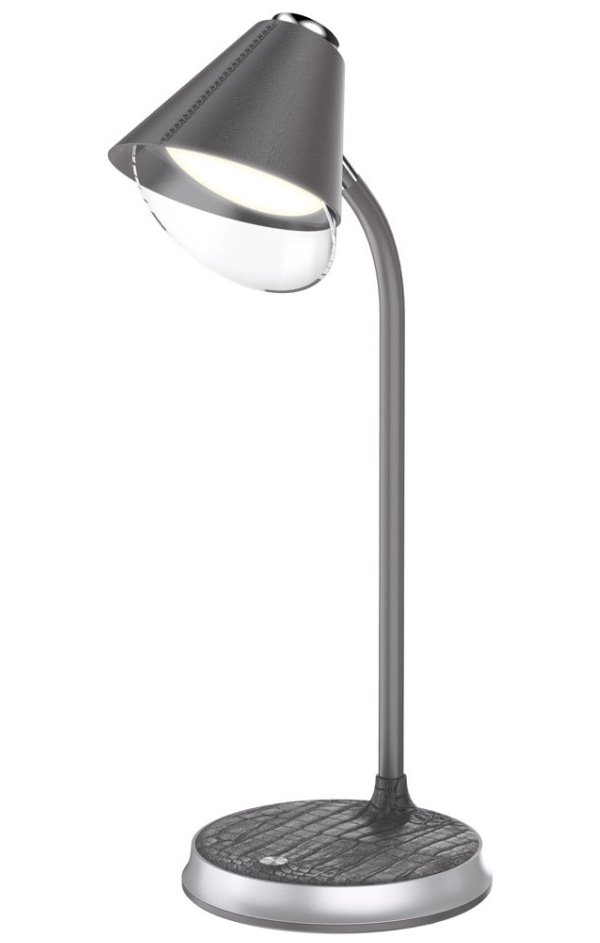 Stolná LED lampa IMMAX FINCH sivá + strieborné prvky