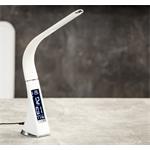 Stolní lampa IMMAX Leather White s displejem, bílá