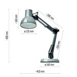 Stolní lampa LUCAS na žárovku E27, tmavě šedá